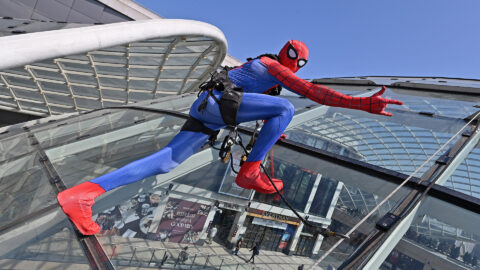 Spider-Man at Trinity Leeds.16.07.26Picture by Roger Moody / SD Photos